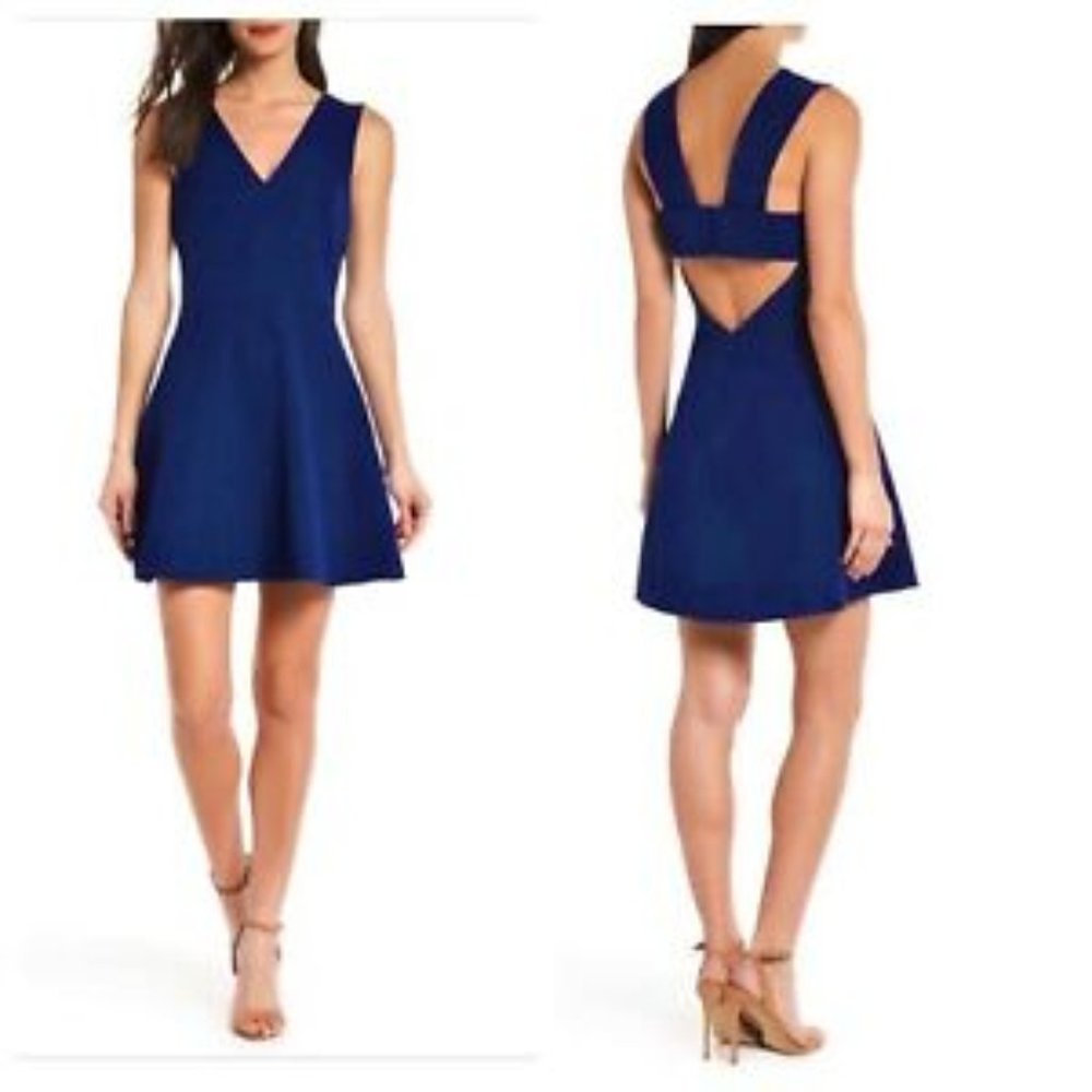 Felicity & CoCo Bianca Fit and Flare Dress Navy (size S)